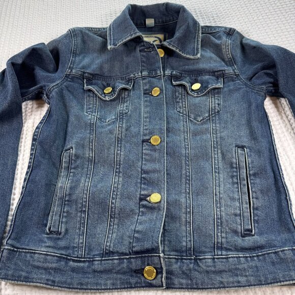 Michael Kors Women's Denim Jean Jacket with Gold Button Closure Size S - Picture 1 of 11